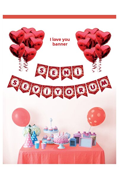 UĞUR BÖCEĞİ PARTY Σ 'αγαπώ Banner Κόκκινο