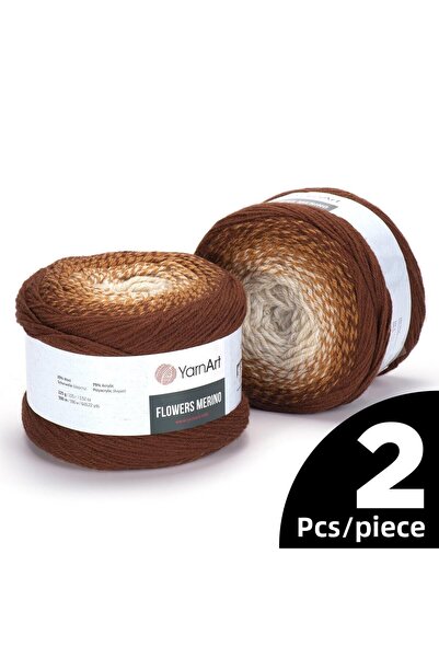 Yarnart حبل محبوك على شكل زهور ميرينو - 537 - عبوة من قطعتين