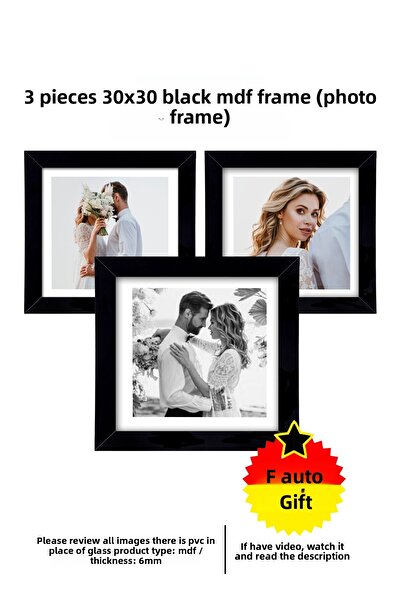 bymat 3 bucăți 30x30 cadru - cadru negru - cadru pătrat MDF - set de rame foto multiple