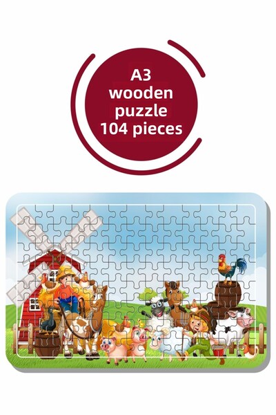 Baskı Atölyesi لغز حيوانات لطيفة A3 مكون من 104 قطعة، لعبة، منشار قطع