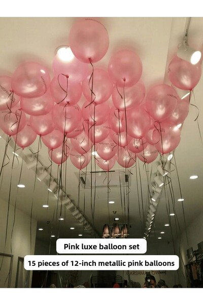 Bunloon مجموعة بالونات بينك لوكس |   15 بالون وردي معدني |   12 بوصة