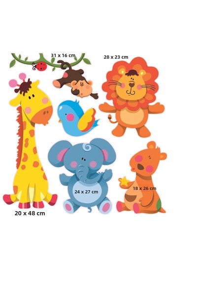 Sepet Yıldızı 60x60cm Cute Animals Kids Room Wall Sticker