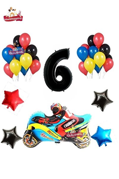 Bkmc Set de petrecere de aniversare colorat foliat cu motor de curse negru de...