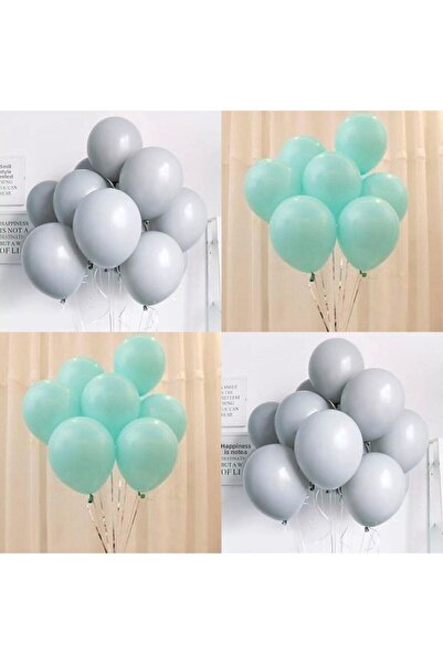 HKNYS Water Green and Gray Color Mixed Latex Pastel Balloon 60 Pieces + Balloon Chain Gift