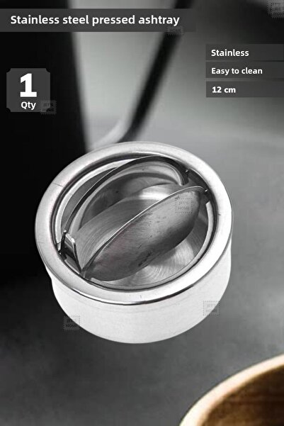 Jet's Home Scrumieră cu o singură apăsare Scrumieră din oțel inoxidabil de 12 cm