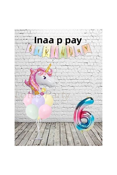 LOTUS PARTY Set mini pentru ziua de naștere cu tematică unicorn de 6 ani, bal...