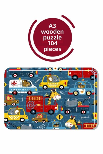 Baskı Atölyesi سيارات A3 لغز 104 قطعة، لعبة، منشار