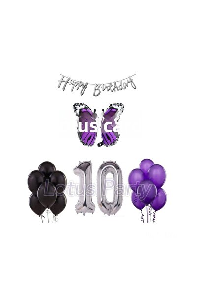 LOTUS PARTY مجموعة بالونات تحت عنوان الفراشة لعمر 10 سنوات - بالونات من رقائق...