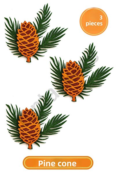 garaccu Pine Leaf Cone Gift Wrapping Ornament 3 Pieces, Felt Christmas Gift W...