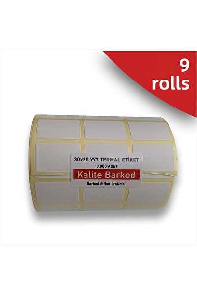 Kalite Barkod 30x20 ملصق حراري من 3 قطع| 6 لفات من ملصقات الباركود