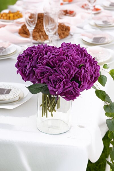 Yapay Çiçek Deposu 25 cm mov 10 buchete de trandafiri de lux