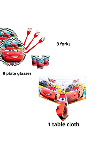 Evabrite Cars Cars Lightning Mcqueen Σετ Παιδικό Πάρτυ Γενεθλίων για αγόρια 8 Αναλώσιμα για πάρτι