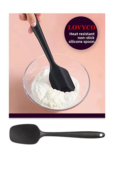 LOVYCO ملعقة سيليكون سوداء مقاومة للحريق والحرارة - 21 سم