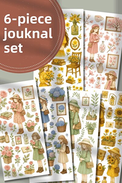 Hume Craft مجموعة من 6 ملصقات ذات طابع الزهور والفتيات مناسبة لجدول أعمال مجل...