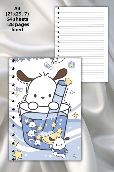 daily notebook دفتر ملاحظات مدرسي مخطط مقاس A4 من Pochacco - 64 ورقة (21x29,7...