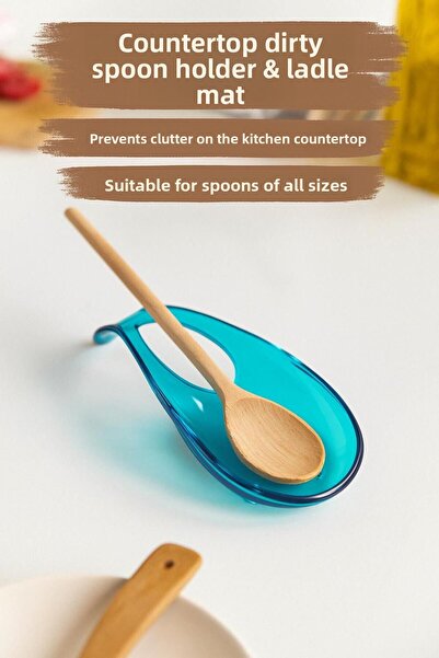 EWs Acrylic Aquamarin Countertop Dirty Spoon Holder & Ladle Mat