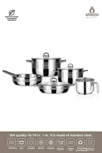 Amboss Venus 8-Piece Stainless Steel Pot and Pan Milk Pot Set Compatible with All Stoves