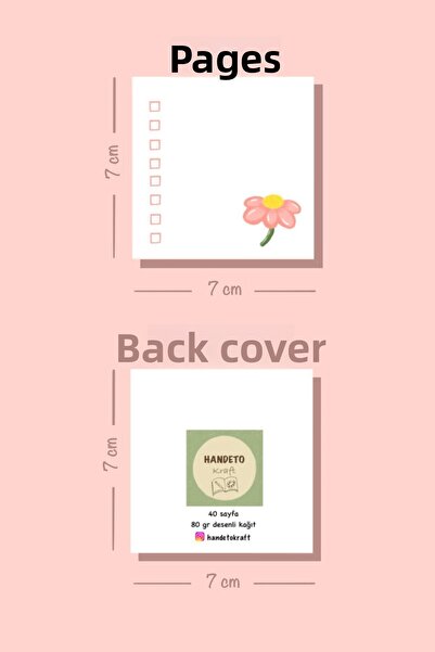 Handeto Kraft 4 قطع من لوحة مذكرة متعددة الأزهار - 7 × 7 سم، 40 صفحة، لوحة مذكرة مع غراء