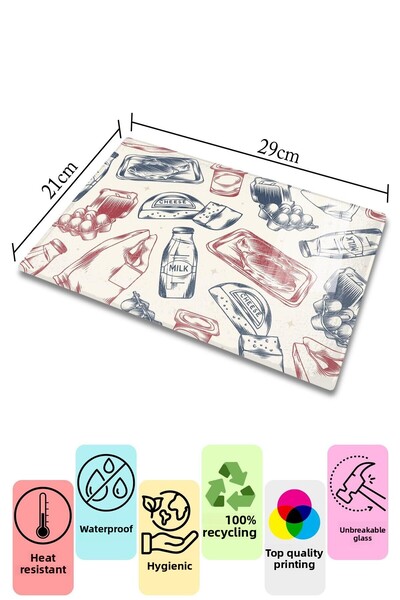 Postifull Vintage Glass Cutting Board, Thick And Unbreakable Glass, Chopping Board, Kitchen Presentation Board - 21*30cm