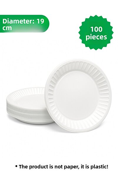 YOK YOK AMBALAJ طبق دعوة للحفلات من البلاستيك الاقتصادي، 100 قطعة، القطر: 19 سم
