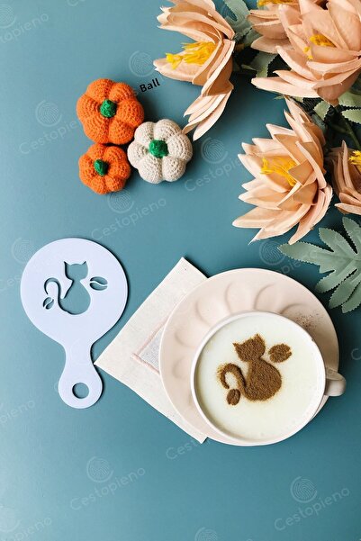 CESTOPİENO قالب القهوة مع شكل القطة البيضاء