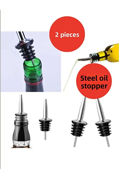 EMBazaar 2 Pcs Steel Oil Stopper - Bottle Pourer for Wine Bottle, Lug Nut, Vinegar and Sauce Dispenser Stopper Oil Pot Spout