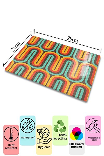 Postifull Vintage Glass Cutting Board, Thick And Unbreakable Glass, Chopping Board, Kitchen Presentation Board - 21*30cm
