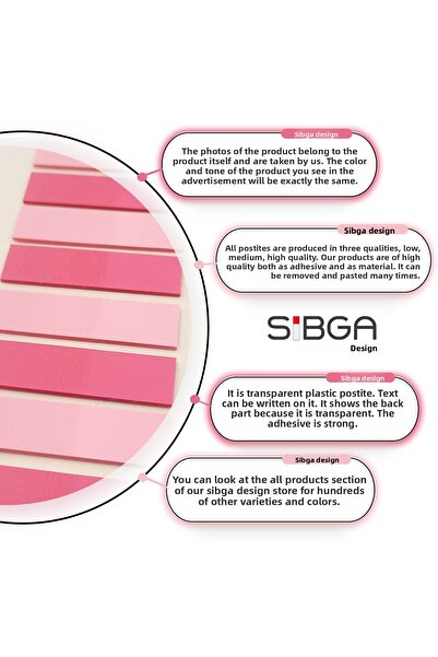 sibga tasarım ورق ملاحظات ملون شفاف - 200 ورقة من ملصقات المرجعية