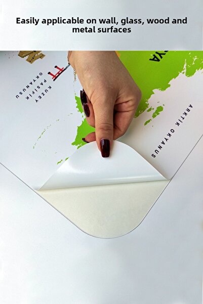 lilafil Turkish Educational World Map Atlas Sticker - Country and Capital Ocean Detailed, Decorative Wall