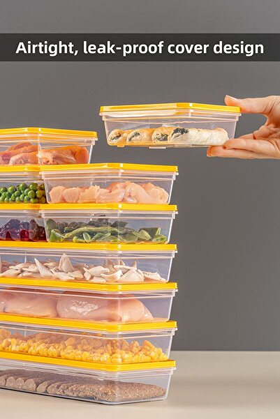 Meleni Home 10-Piece Microwave Compatible Storage Set - Yellow 4x1170ml & Erzak 6x600ml