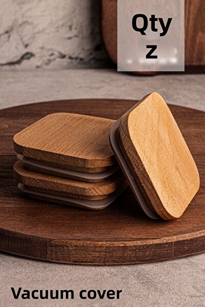 Snippy Bella Milla 3-Piece Soft Square Elysia Timeless Wooden Vacuum Square Lid Set