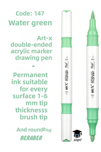 SEYFİKİRTASİYE ART-X Acrylic Marker Double Tips - All Surface Drawing Pen with 1-6 mm Tip Thickness