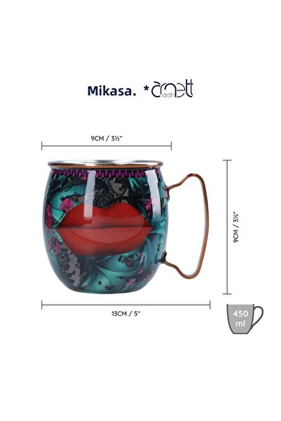 MIKASA Sarah Arnett Mksamulelip - 450ml Stainless Steel Moscow Mule Mug and Lips