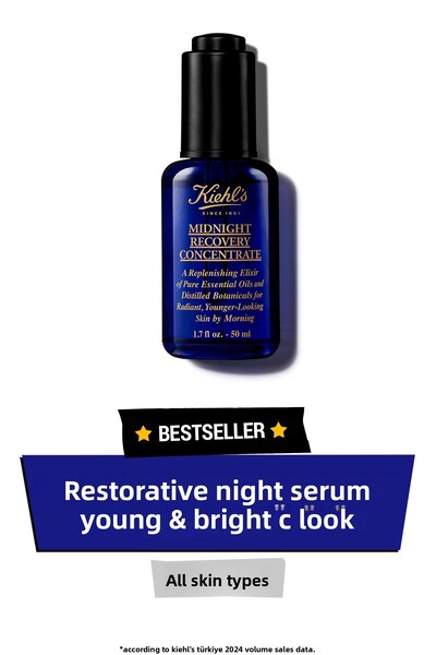 Kiehl's مصل ليلي لإصلاح البشرة وإضفاء مظهر مشرق من ميدنايت ريكفري 50 مل