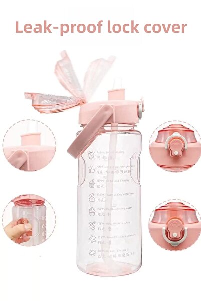 Rosemor زجاجة مياه رياضية شفافة تحفيزية جديدة غير معطرة مكونة من 3 قطع مع قش زجاجة مياه محمولة ملونة