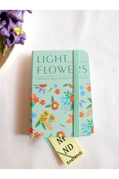 ENEFENDİ Notebook Note Memory Gift Girl Child Young Striped 80 Sheets A7 Pocket Size Patterned Elastic Closure Green