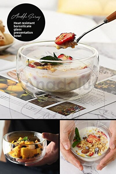 Anadolu Saray Çarşısı وعاء عرض مزدوج الجدار من البورسليكات المقاوم للحرارة - ...