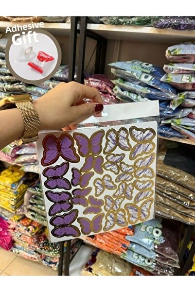 BALON HOME Purple 3D Butterfly Ornament - 126 Pieces Adhesive Gift