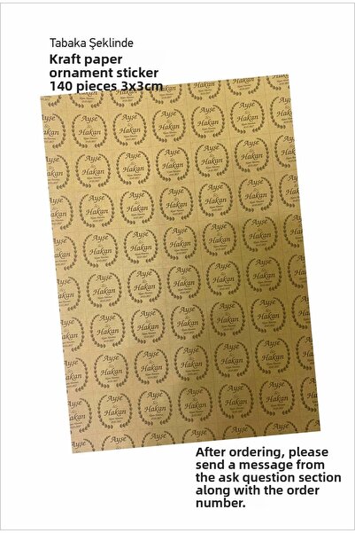 Hsn Etichetă cu nume din hârtie kraft 140 de bucăți în formă de foaie - Henna...