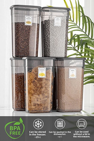 Meleni Home 6-Piece Daisy Jumbo Size Label Rectangular Storage Container Set Microwave and Freezer Compatible 6x3200 ml