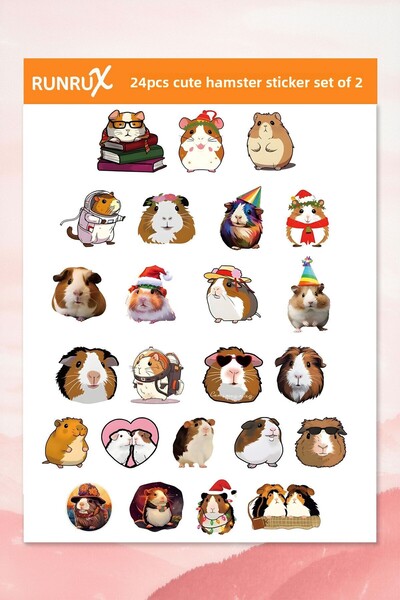Runrux ملصق الهامستر اللطيف 2 - جدول الأعمال، دفتر الملاحظات، الكمبيوتر المحم...