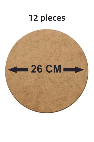 şamaksesuar لوح شحن MDF خام 3 مم - 12 قطعة، قطر 26 سم دائري تحت الخدمة