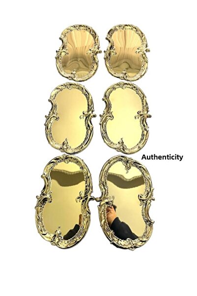 Aslı Hediyelik 6 Pieces Gold Stainless Steel Artnova Embroidered Pattern Tea,...