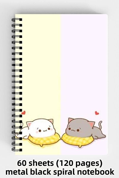 Anime Marketi دفتر ملاحظات بغلاف صلب مقاس A5 مع تصميم قطط لطيف 120 ورقة