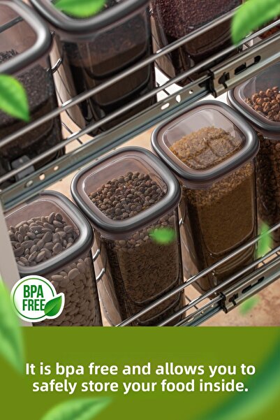 Vienev 42-Piece Anthracite Airtight Food and Spice Storage Container - Label with Spoon and Swivel Lid