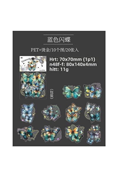 İthal L9-20 bucăți autocolant PET cu fluture roșu aurit