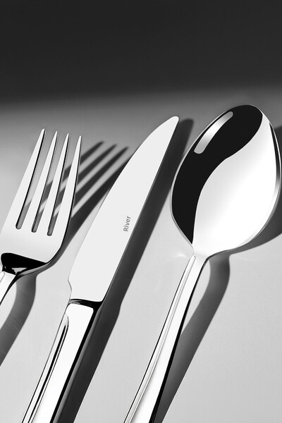 Nehir مجموعة سكاكين وشوكة وملعقة من الجلد من Safir Sade تتسع لـ 12 شخصًا و89 قطعة