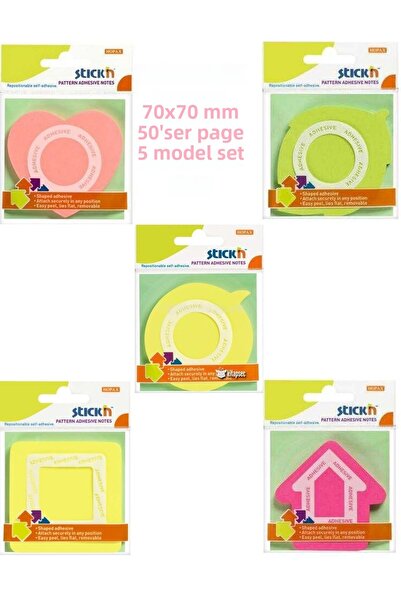 Stickn 70x70 Mm 50'sheet Adhesive 5 Model Set