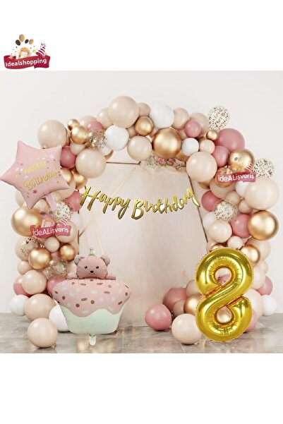 Bkmc مجموعة حفلات أعياد الميلاد على شكل بالون من رقائق معدنية لعمر 8 سنوات - ...