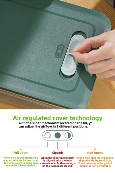 Vienev Adjustable Vegetable and Fruit Storage Set with 6 Air Ducts - 4X1.15 Lt, 2X2.5 Lt Orange